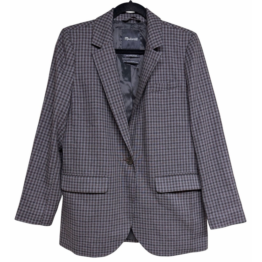 Madewell‎ The Larsen Blazer in Plaid Grammar Micro Check Women's Size Small